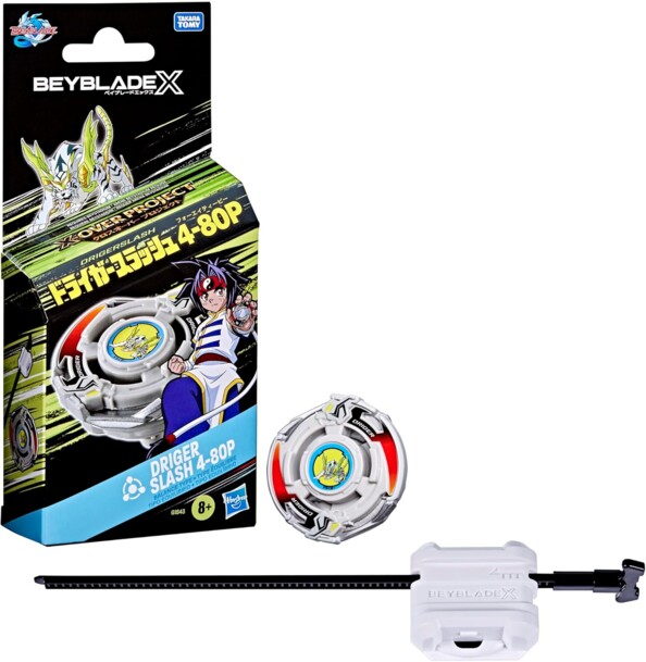 Hasbro Beyblade X Over Project  Driger Slash 4-80P tol met lanceerder