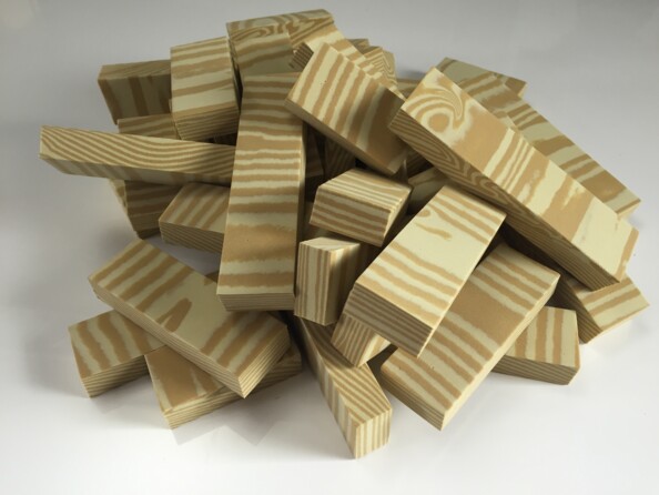 SES Creative Soft Construction Cubes 42 stuks: zachte bouwblokken met houtlook
