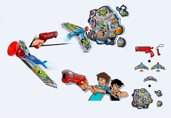 Sky Challenger Attack Silverlit set met blaster en vliegtuigen