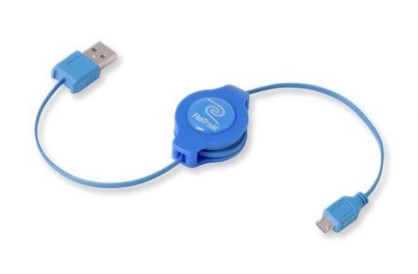 Retrak Micro-USB retractable kabel 1 m blauw