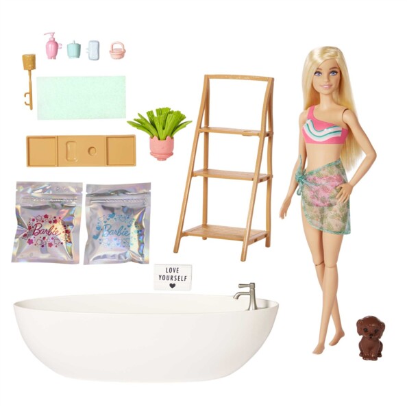 Barbiepop met relaxerende badaccessoires