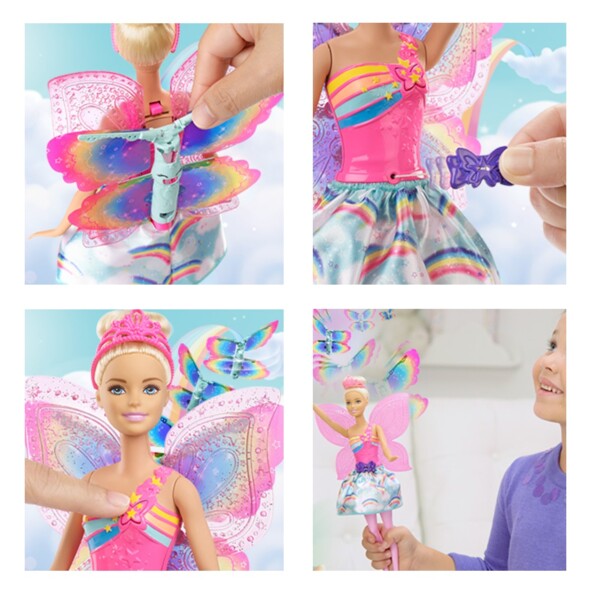 Barbie Dreamtopia Fée Papillon Blonde pop met fladderende vleugels