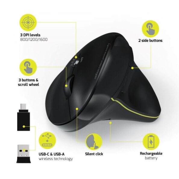 PORT Connect verticale Bluetooth muis voor ergonomisch werken