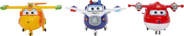 3 figurines robots transformables Super Wings saison 4 Alpha Group