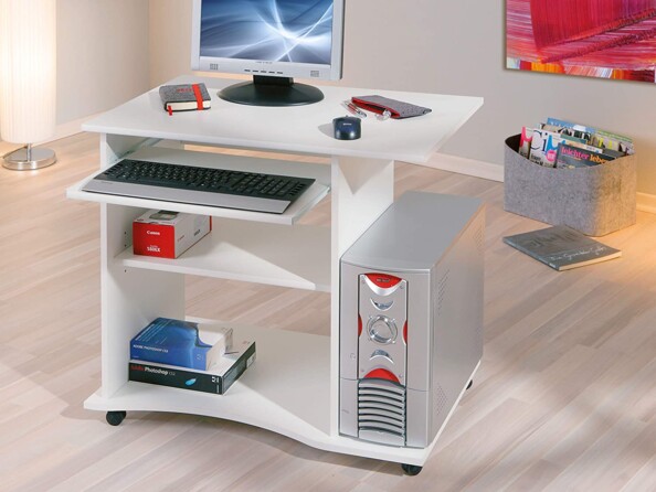 Compact en praktisch werken met het PEPE computerbureau op wielen in wit