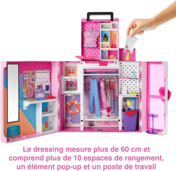 Barbie Deluxe dress-up koffer met pop en 30 kledingstukken