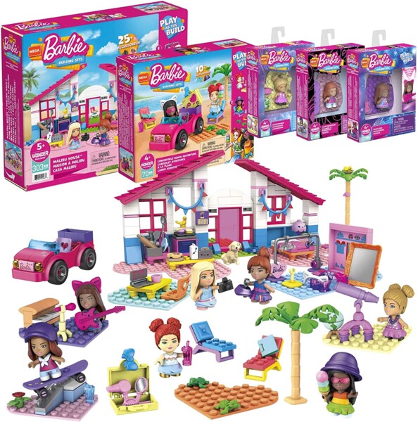 MEGA Construx Barbie Malibu Building Toys Bundle met 5 bouwsets
