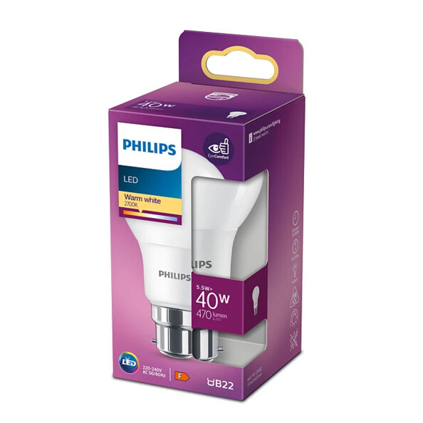 Philips LED lamp B22 warm wit 5,5W 470 lumen