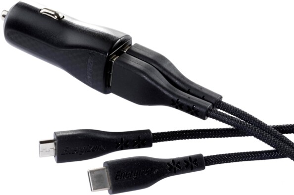 Energizer 12V autolader met 2 x USB 2,4 A en 2 kabels