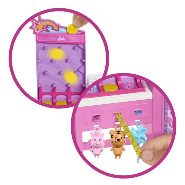 Barbie suikerspinkraam met pop en accessoires