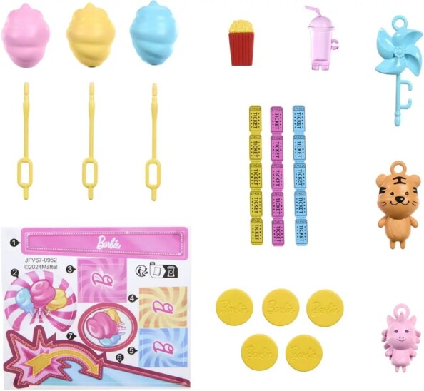 Barbie suikerspinkraam met pop en accessoires