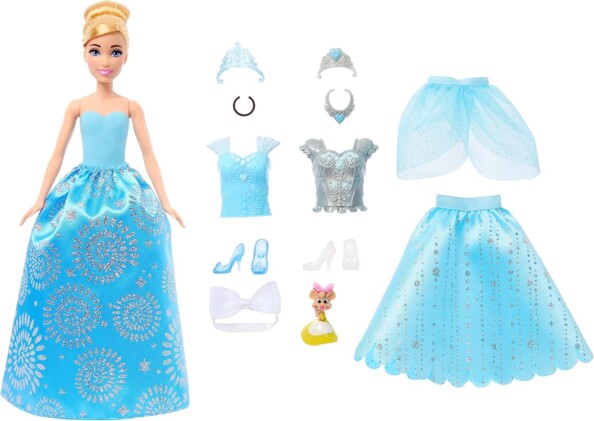 Mattel Disney Assepoester prinsessenpop met verrassende koninklijke jurken