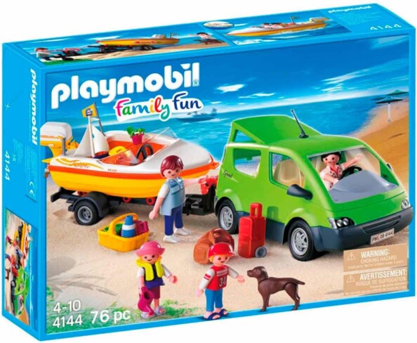 Playmobil Family Fun familieauto met aanhanger voor boottransport