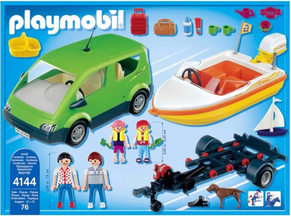 Playmobil Family Fun familieauto met aanhanger voor boottransport