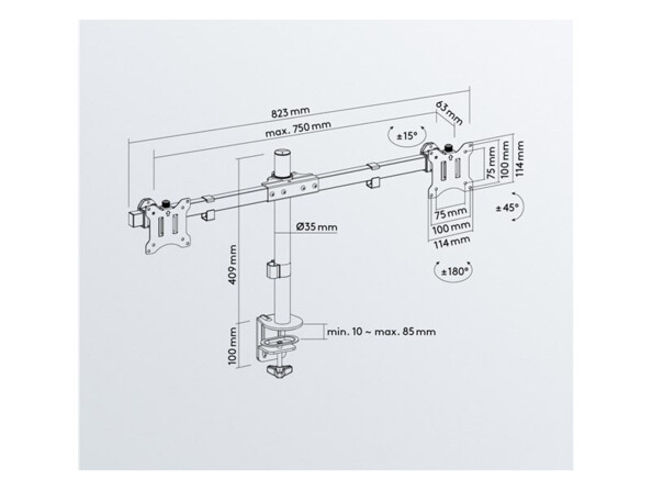 Dubbele monitorhouder voor 2 schermen van 17 tot 32 inch