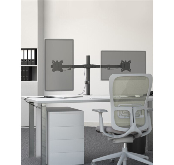 Dubbele monitorhouder voor 2 schermen van 17 tot 32 inch