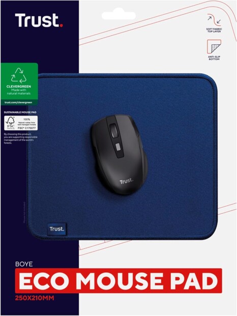 Trust Boye Eco Blue muismat voor dagelijks comfortabel gebruik