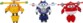 3 figurines robots transformables Super Wings saison 4 Alpha Group
