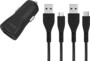 Chargeur allume-cigare universel double USB 17 W / 2,4 A avec câble USB-A vers Micro-USB et câble USB-A vers USB-C